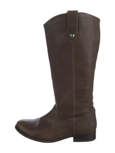 Pre-owned Frye Leather Distressed Accents Riding Boots In Brown