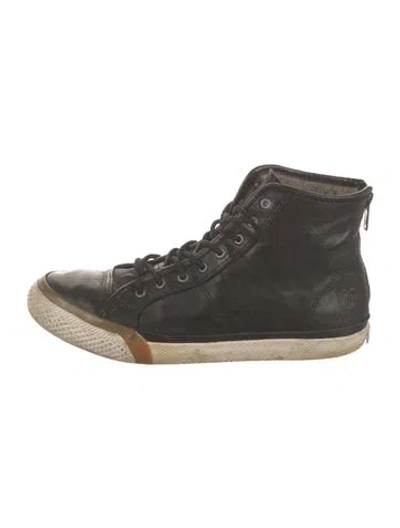 Pre-owned Frye Leather Distressed Accents Sneakers In Black