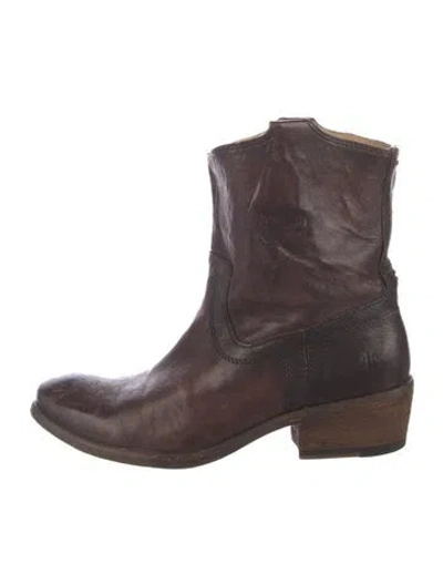 Pre-owned Frye Leather Distressed Accents Western Boots In Brown