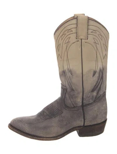 Pre-owned Frye Leather Distressed Accents Western Boots In Neutral