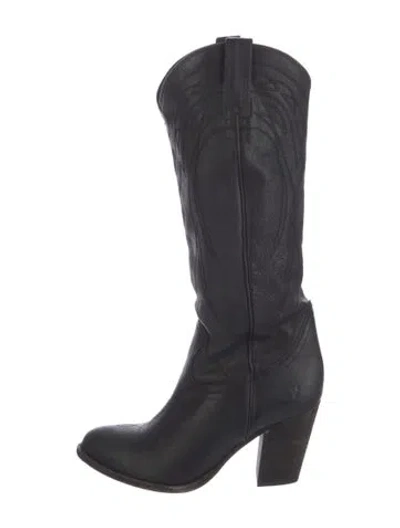 Pre-owned Frye Leather Embroidered Accent Western Boots In Multi