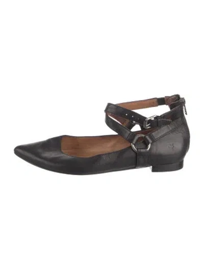 Pre-owned Frye Leather Flats In Black