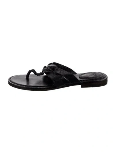 Pre-owned Frye Leather Flip Flops In Black