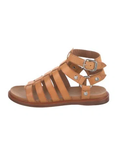 Pre-owned Frye Leather Gladiator Sandals In Neutral