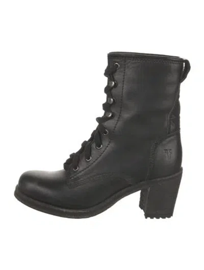 Pre-owned Frye Leather Lace-up Boots In Black