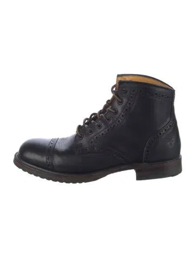 Pre-owned Frye Leather Lace-up Boots In Black
