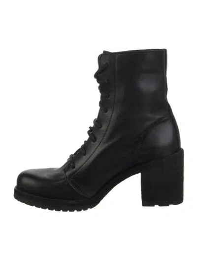 Pre-owned Frye Leather Lace-up Boots In Black