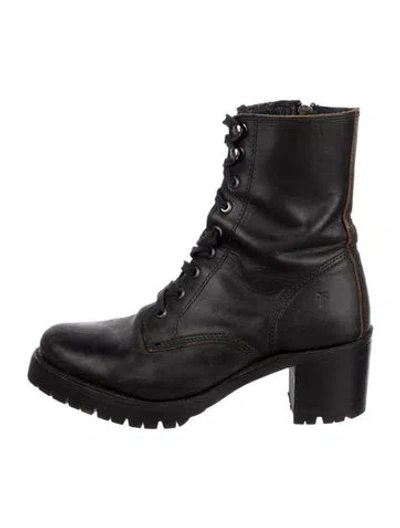 Pre-owned Frye Leather Lace-up Boots In Black