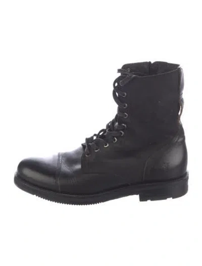 Pre-owned Frye Leather Lace-up Boots In Black