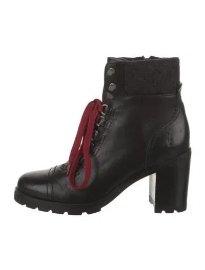 Pre-owned Frye Leather Lace-up Boots In Black