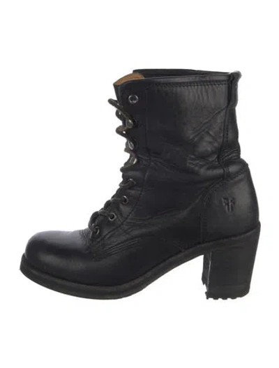 Pre-owned Frye Leather Lace-up Boots In Black