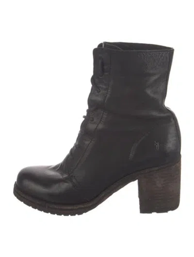 Pre-owned Frye Leather Lace-up Boots In Black