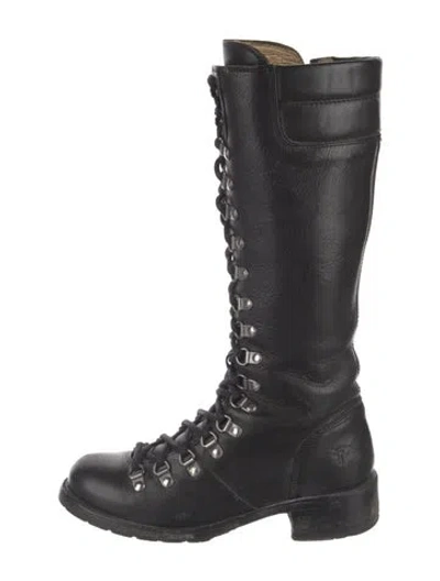 Pre-owned Frye Leather Lace-up Boots In Black