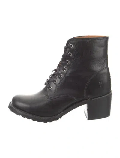 Pre-owned Frye Leather Lace-up Boots In Black
