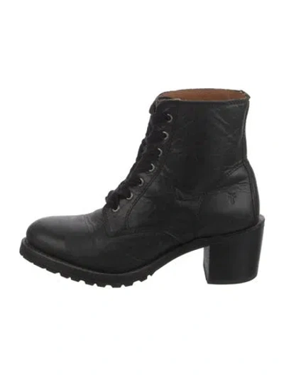 Pre-owned Frye Leather Lace-up Boots In Black