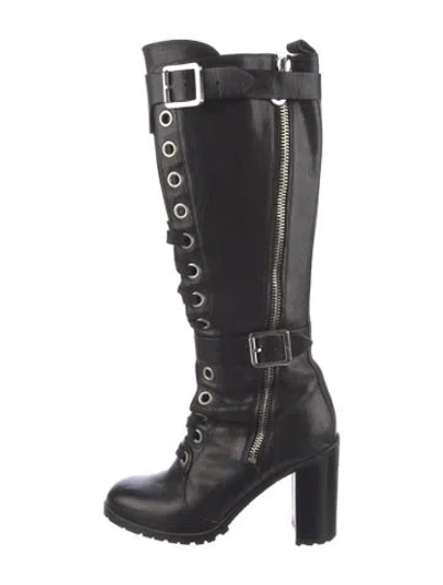 Pre-owned Frye Leather Lace-up Boots In Black
