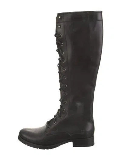 Pre-owned Frye Leather Lace-up Boots In Black