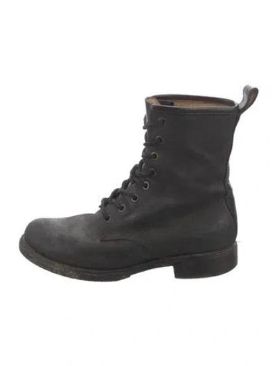Pre-owned Frye Leather Lace-up Boots In Black