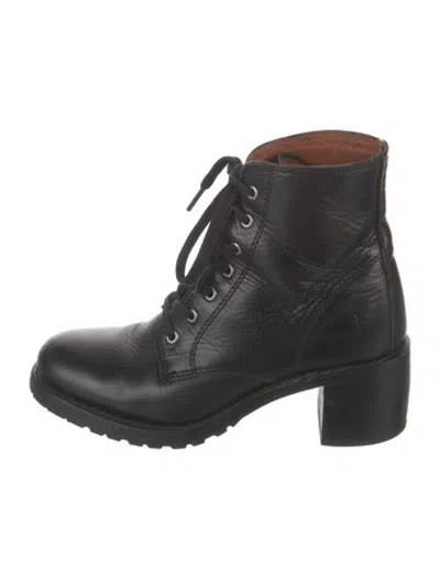 Pre-owned Frye Leather Lace-up Boots In Black