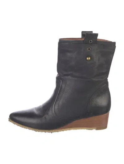 Pre-owned Frye Leather Lace-up Boots In Blue