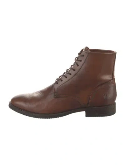 Pre-owned Frye Leather Lace-up Boots In Brown