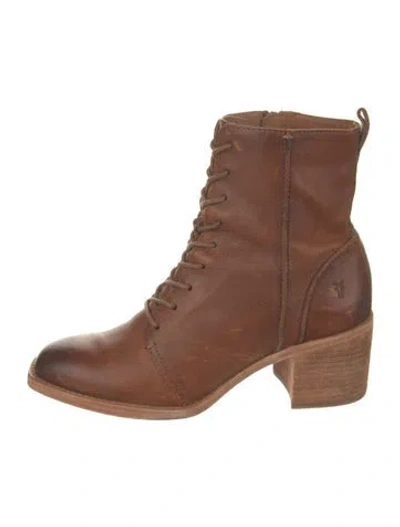 Pre-owned Frye Leather Lace-up Boots In Brown