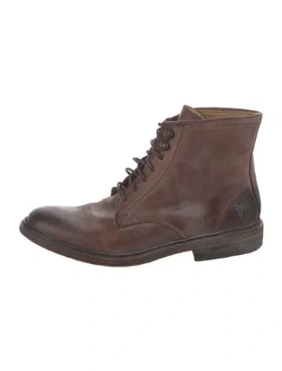 Pre-owned Frye Leather Lace-up Boots In Brown