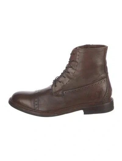 Pre-owned Frye Leather Lace-up Boots In Brown