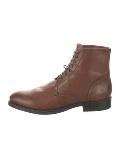 Pre-owned Frye Leather Lace-up Boots In Brown