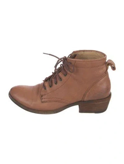 Pre-owned Frye Leather Lace-up Boots In Brown