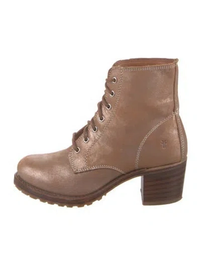 Pre-owned Frye Leather Lace-up Boots In Brown
