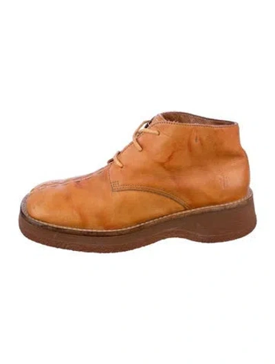 Pre-owned Frye Leather Lace-up Boots In Brown