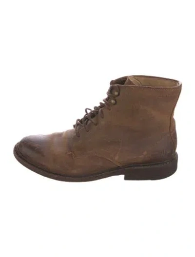 Pre-owned Frye Leather Lace-up Boots In Brown