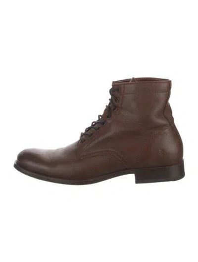 Pre-owned Frye Leather Lace-up Boots In Brown