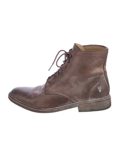 Pre-owned Frye Leather Lace-up Boots In Brown