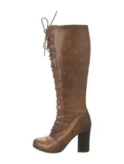 Pre-owned Frye Leather Lace-up Boots In Brown