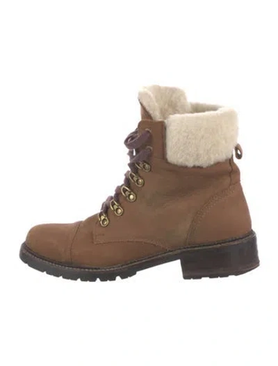 Pre-owned Frye Leather Lace-up Boots In Brown