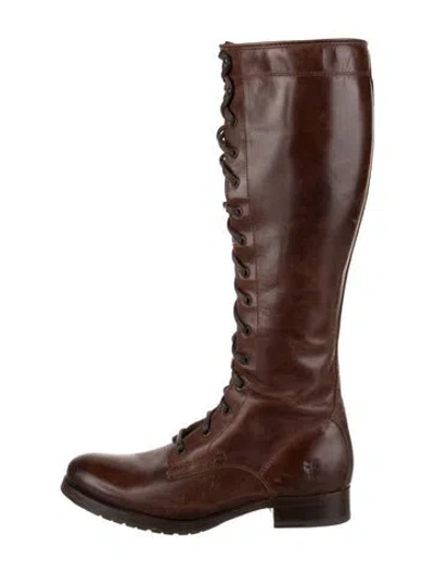 Pre-owned Frye Leather Lace-up Boots In Brown