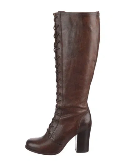 Pre-owned Frye Leather Lace-up Boots In Brown