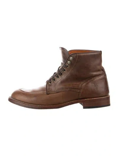Pre-owned Frye Leather Lace-up Boots In Brown