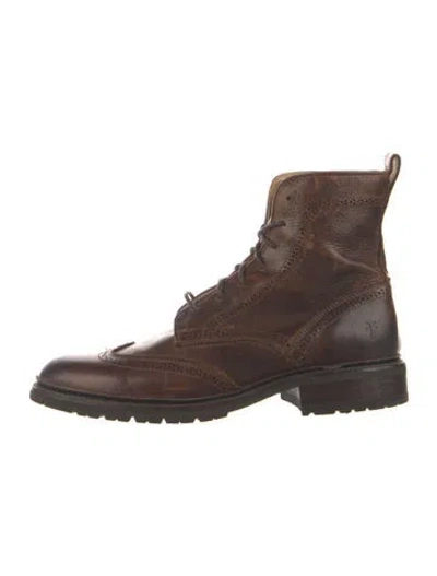Pre-owned Frye Leather Lace-up Boots In Brown