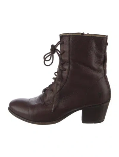 Pre-owned Frye Leather Lace-up Boots In Brown