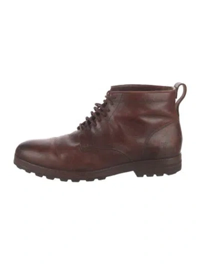 Pre-owned Frye Leather Lace-up Boots In Brown