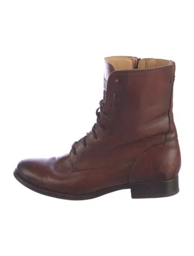 Pre-owned Frye Leather Lace-up Boots In Brown