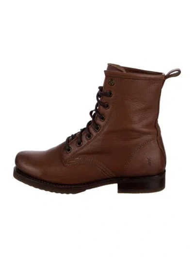 Pre-owned Frye Leather Lace-up Boots In Brown