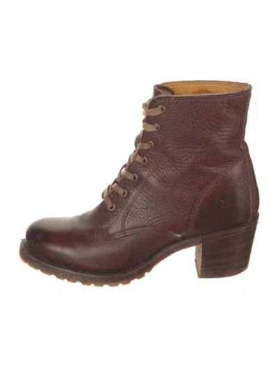Pre-owned Frye Leather Lace-up Boots In Brown