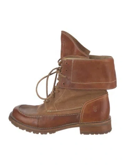 Pre-owned Frye Leather Lace-up Boots In Brown