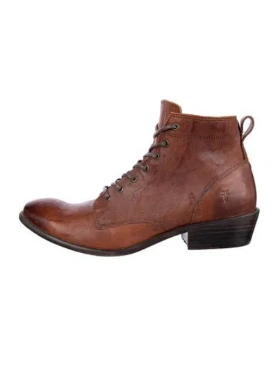 Pre-owned Frye Leather Lace-up Boots In Brown