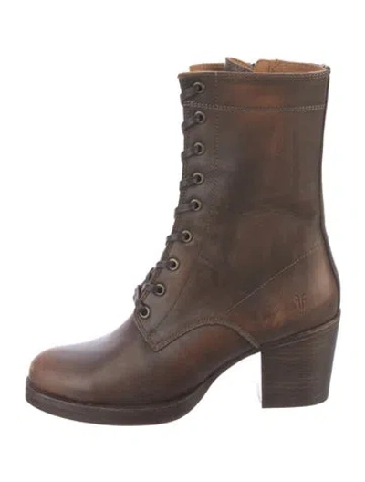 Pre-owned Frye Leather Lace-up Boots In Brown