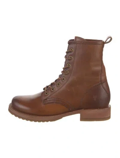 Pre-owned Frye Leather Lace-up Boots In Brown